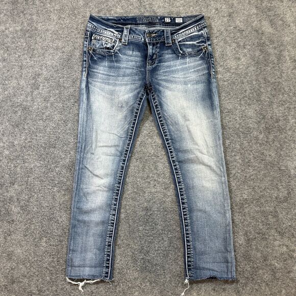 Miss Me Signature Skinny Cropped Jeans Women's Size 27 Blue Faded Jeans - Picture 1 of 10